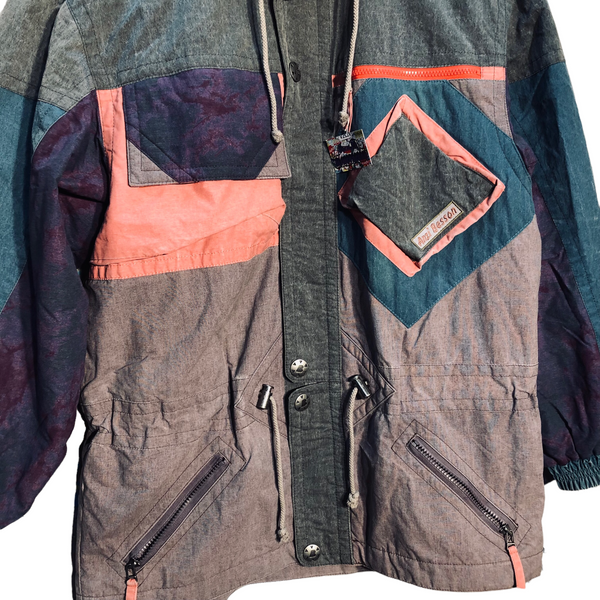 Grey/Teal/Orange Color Block Vintage Jacket by Anzi Besson