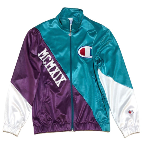 Vintage Champion Teal and Purple Sport Zip-Up