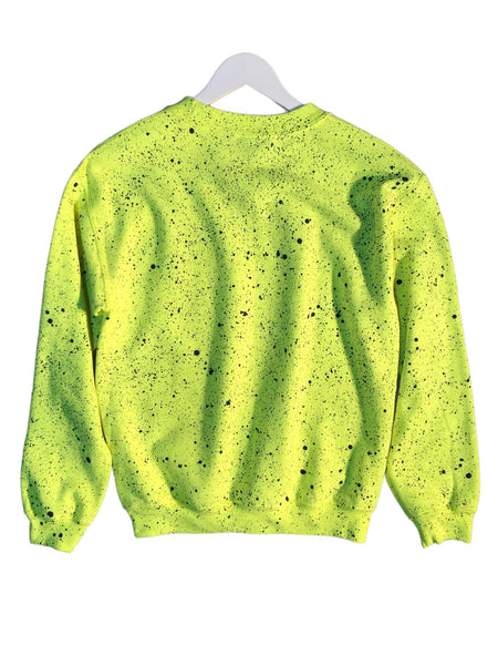 Hand Splattered Neon I Luv You Crewneck Sweater by Robert Dayton