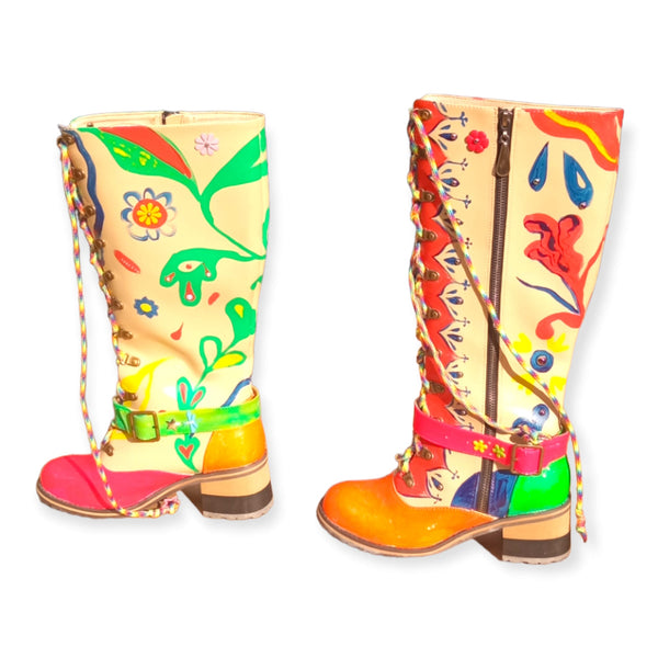 Hand Painted Reworked Boots by Pattern Nation