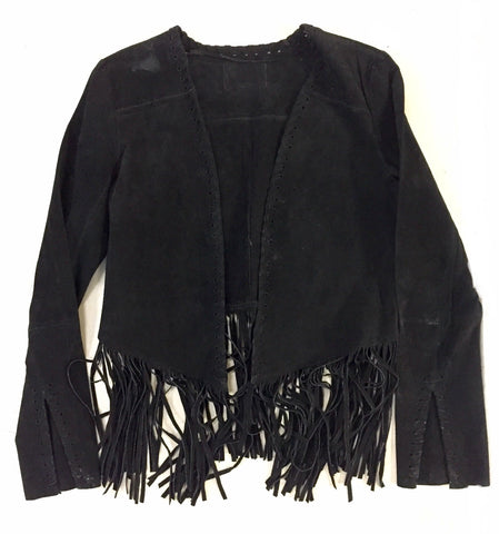 Black Leather Fringe Jacket