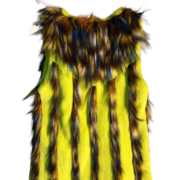 Colorful Stripe Faux Fur Long Vest