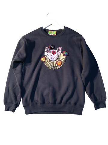 Embellished Clown Pig  Crewneck Sweater