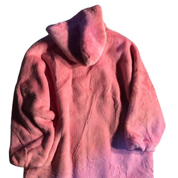 Pink Hooded Faux Fur Full length Jacket