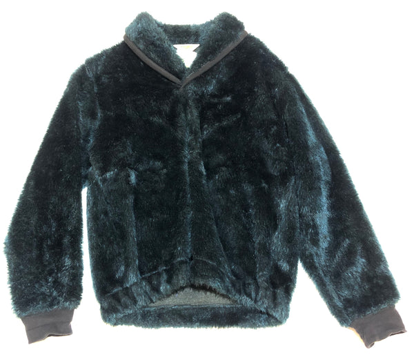 Vintage Rework By Tooth and Claw Teal Faux Fur Jacket