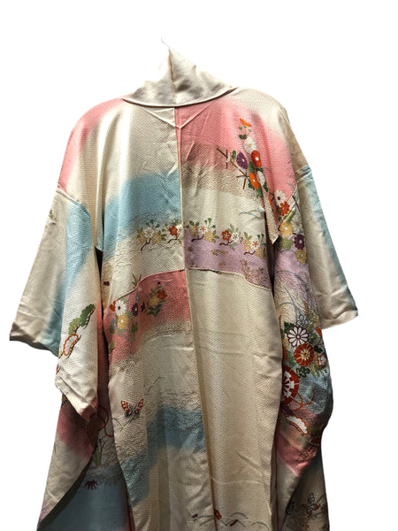 Japanese floral print Silk Furisode