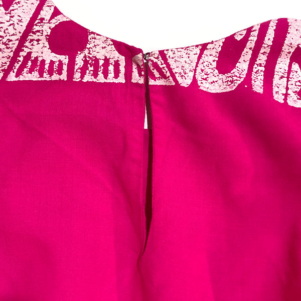 Vintage Neon Pink Cotton Poncho