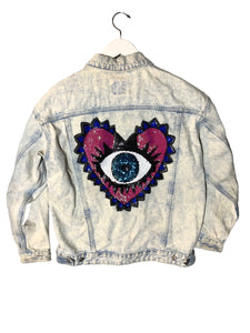 Embellished Acid Wash Denim Jacket