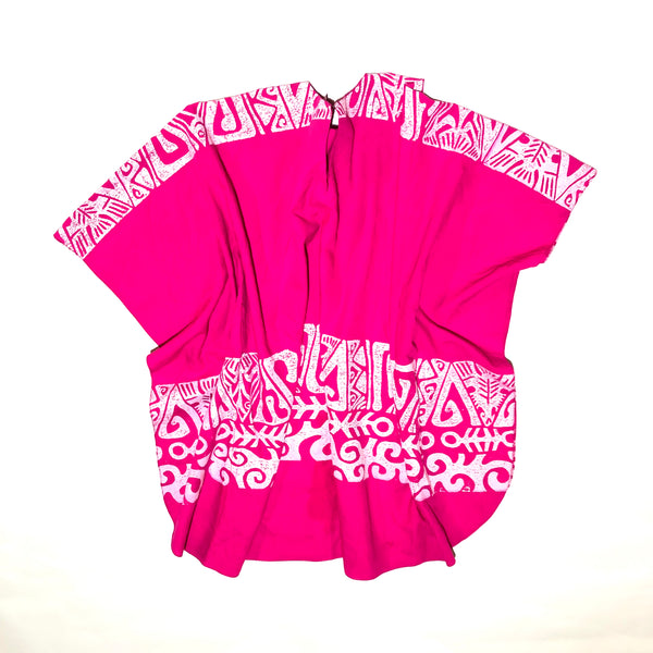 Vintage Neon Pink Cotton Poncho