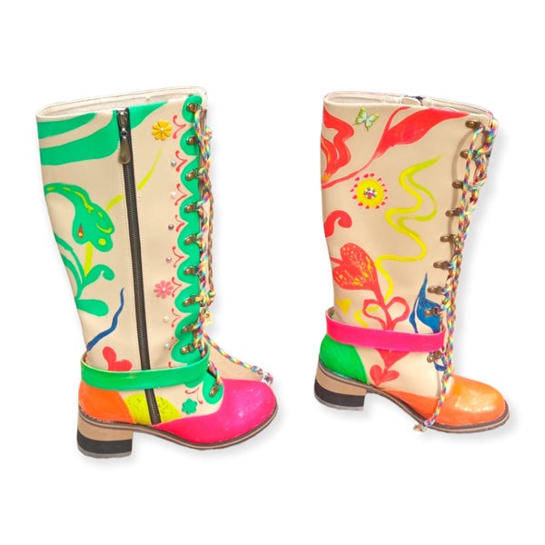 Hand Painted Reworked Boots by Pattern Nation