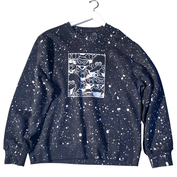 Hand Splattered Navy Blue Sesame Street Crewneck