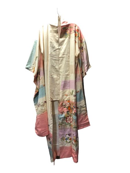 Japanese floral print Silk Furisode